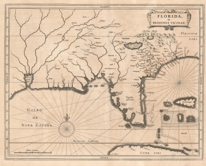 1630 De Laet Map of Florida and the American Southeast