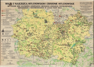 1979 Polish Multilingual Map of Nazi Crimes around Konin, Łódź, and Kalisz, Poland