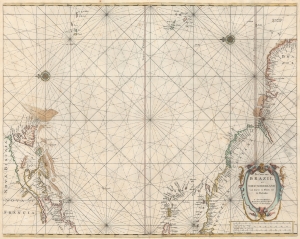 1668 Doncker Map of the Atlantic, with early Dutch New York (New Amsterdam)