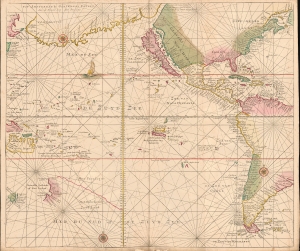 1720 Gerard Van Keulen Map of the Pacific Ocean and Americas