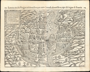 1550 / 1558 Münster Map of Paris, France