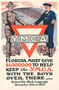 1918 World War I Propaganda Poster w/ View Map of Florida