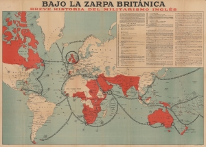 1918 World War I Anti-Britain German-issued Spanish-language Propaganda Map of the World