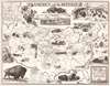 1953 Bevans Pictorial Map of the United States w/ American Bison