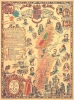 1950 Pictorial Map of Burgundy (Bourgogne) Wine Region, France