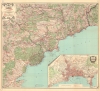 1925 Blondel la Rougery Map of the French Riviera: St. Tropez, Cannes, Nice