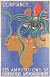 1942 SPK Vichy French Anti-British Octopus Propaganda Poster Map