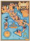 1934 Calderini and Zimelli Pictorial Map of Italy and Italian Folk Costumes