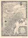 1930 Curtis Pictorial Map of New Orleans, Louisiana (Signed!)