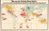 1918 Klimesch WWI Propaganda Map of the World criticizing Entente Colonialism