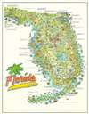 1984 Travel Graphics Pictorial Cartoon Map of Florida