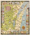 1931 Behncke Pictorial Map of the Fox River Valley and Green Bay, Wisconsin