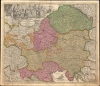 1710 Homann Map of Southern Germany and Austria: War of Spanish Succession