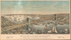 1883 Franklin Square Chromolithograph Bird's-Eye View of the Brooklyn Bridge, New York City