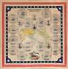 1909 Silk Souvenir Bandana Map of the World: Great White Fleet