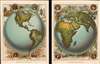 1885 Monteith Chromolithograph Map of the World in Hemispheres