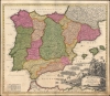 1710 Homann Map of Iberia (Spain and Portugal), War of the Spanish Succession