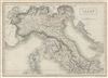 1840 Black Map of North Italy: Tuscany, Piedmont, Venice