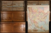 1899 Rand McNally Oak Map Case w/ 8 Wall Maps and Original Key