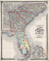 1874 Beers Map of Florida, Georgia, North Carolina and South Carolina