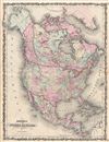 1861 Johnson Map of North America (Canada, United States, Mexico)