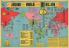 1950 Sundberg 'Sunday News' Map of the World Highlighting International Aid