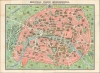 1946 Leconte Pocket Map of Paris, France showing Monuments