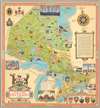 1950 Pictorial Map of all Five Great Lakes and Ontario, Canada