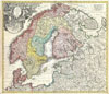 1730 Homann Map of Scandinavia:  Norway, Sweden, Denmark, Finland and the Baltics
