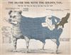 1896 Political Caricature Map of the United States 'The Silver Dog with the Golden Tail'