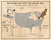 1896 Root Map of the United States 'The Silver Dog with the Golden Tail'