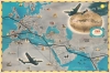 1948 T.W.A. Pictorial Airline Route Map of the World