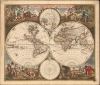 1665 / 1689 Frederick de Wit Double Hemisphere Map of the World